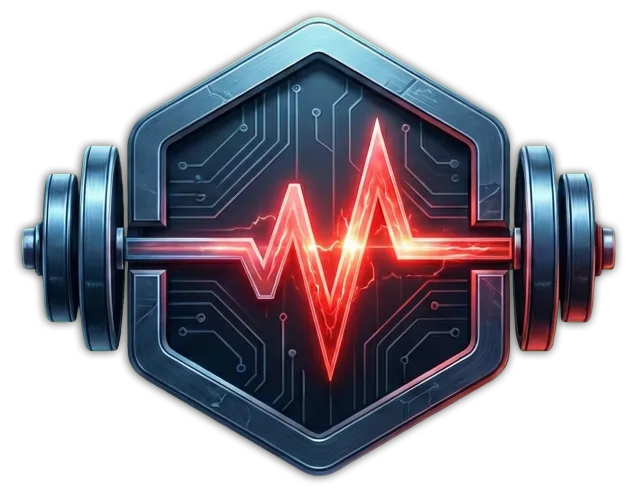 FocusLift logo: a steel hexagon shield with a barbell and a red heartbeat pulse line